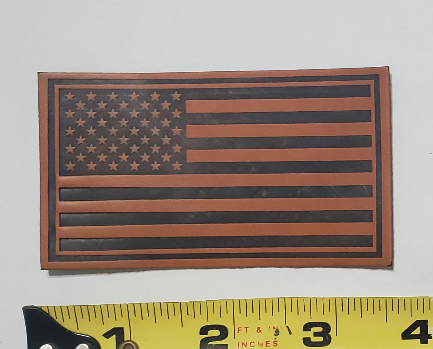 Leather USA Flag Sew-On Patch Patriot America