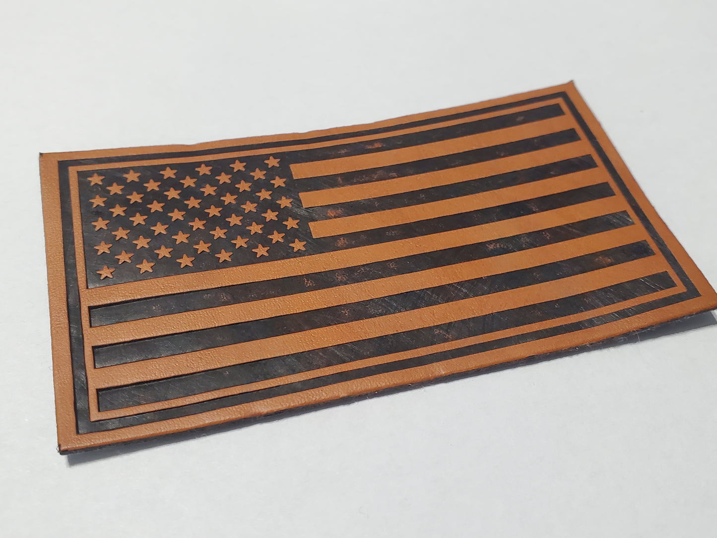 Leather USA Flag Sew-On Patch Patriot America